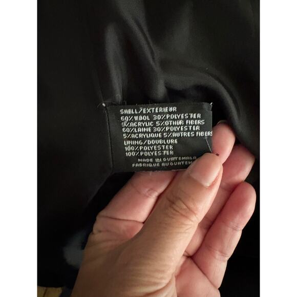 DKNY Vintage Wool Ruffle Tweed Coat Size 2 Cabernet Retro High Neck Jacket - Picture 8 of 8